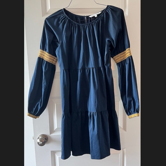 Elizabeth and James Navy Tiered Peasant Mini Dress - Picture 2 of 10